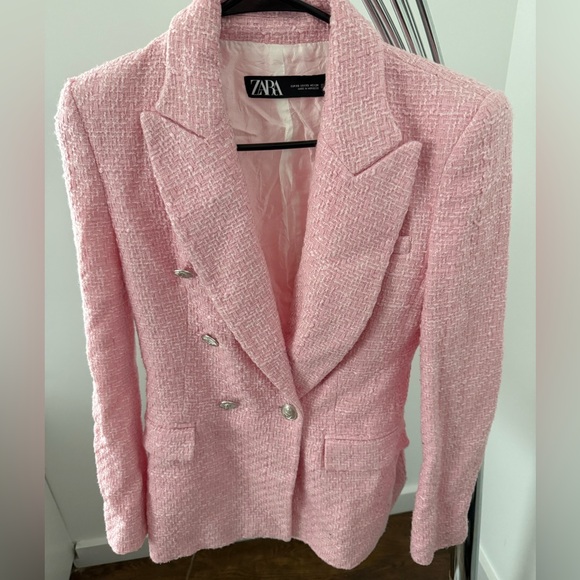 Zara Blush Pink Tweed Blazer - Picture 1 of 6